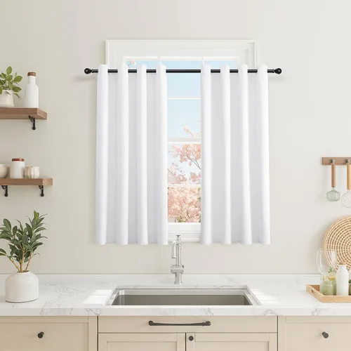 Vista 78 de Beige White Linen Blackout Curtains 90 Length 2 Panels Set for Living Room Bedroom, 100% Black Out Thermal Insulated Linen Drapes, Room Darkening