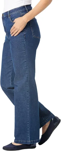 Vista 4 de Woman Within Jeans elásticos de pierna ancha para mujer, Multi