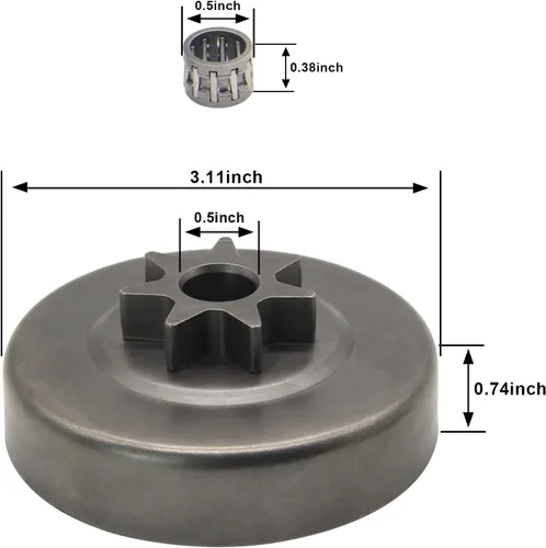Vista 2 de Kit de rodamientos de piñón de tambor de embrague de paso de 3/8 "de 7 dientes para motosierra Stihl 029 MS290 MS310 039 MS390