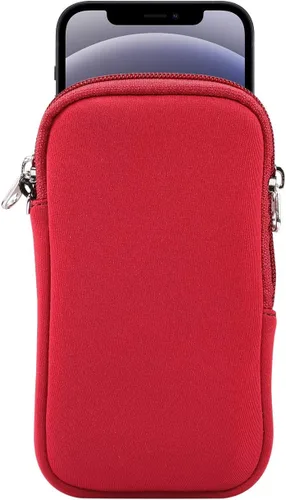 Vista 9 de Funda de neopreno de tamaño pequeño para teléfono celular, con cremallera y correa para el cuello para iPhone 17, 16, 16e, 15 14 Pro, iPhone 13 12