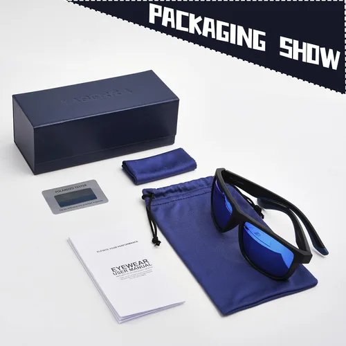 Vista 6 de Yaserra TAC - Lentes de sol cuadrados polarizados para hombres y mujeres, ligeros TR-90, marco de color, lentes de espejo con bloqueo UV