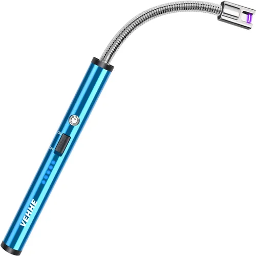 Vista 13 de VEHHE - Encendedor de velas eléctrico, encendedor de arco recargable con batería LED, pantalla de batería, cuello flexible largo, USB, encendedores