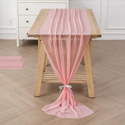 Vista 14 de Paquete de 2 caminos de mesa de gasa de 10 pies de 29 x 120 pulgadas, camino de mesa romántico transparente para boda, fiesta de cumpleaños