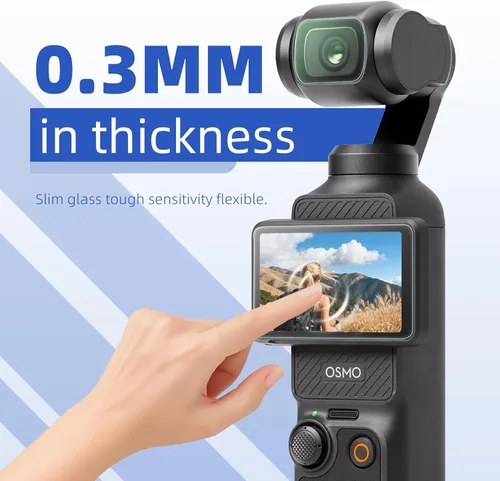 Vista 3 de DJI Osmo Pocket 4/Pocket 3 - Protector de pantalla, resistente a los arañazos, película LCD de vidrio templado Ultra-HD y protector de lente