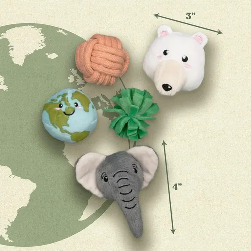 Vista 4 de Juguetes para gatos Juguete de peluche de animales terrestres (paquete de 5 unidades) Juguetes para gatos de interior Juguete ecológico hecho