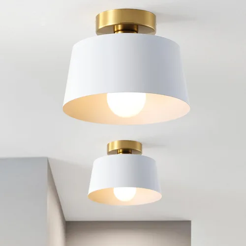 Vista 8 de Lámpara de Techo Moderna Semi Empotrada con Placa Dorada y Pantalla Negra Mate, Lámpara de Techo Estilo Granja para Isla de Cocina Comedor Vestíbulo