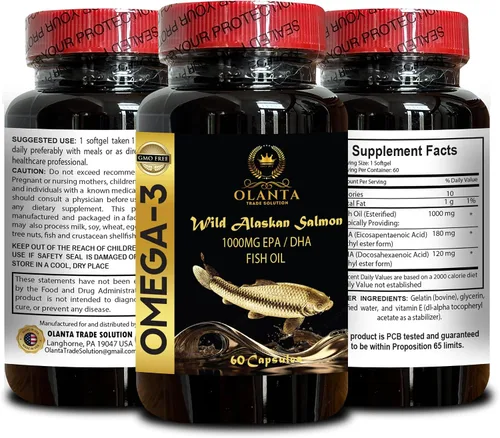 Vista 2 de Aceite de pescado Omega 3 - Aceite de pescado con EPA y DHA, aceite de pescado de triple fuerza, de aceite de pescado capturado en la naturaleza