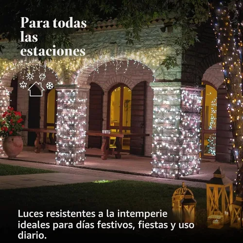 Vista 4 de Twinkly Icicle 190 LED Blanco, Luces de Cascada LED para Interior y Exterior, Luces LED Inteligentes Blanca Cálida y Blanca Fría, Compatibles
