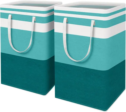 Vista 29 de HomeHacks - Paquete de 2 cestas grandes para ropa sucia, bolsas para ropa sucia (azul 75 pulgadas de largo x 2)