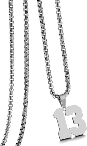 Vista 66 de Collar de Número Dorado para Hombre, Cadena de Acero Inoxidable con Colgante de Número para Atletas, Joyería Deportiva Personalizada para Niños