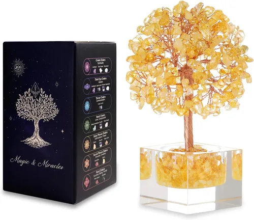Vista 14 de Árbol de la vida de cristal de amatista, decoración de escritorio de oficina en casa, árbol bonsái hecho a mano para calmar, curación espiritual