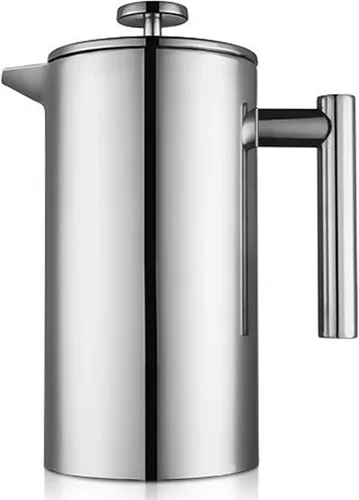 Vista 13 de Prensa Francesa Pequeña 350ml Negra, Prensa Francesa de Acero Inoxidable con Pared Doble Aislada para Viaje y Camping, Cafetera de Café Colado