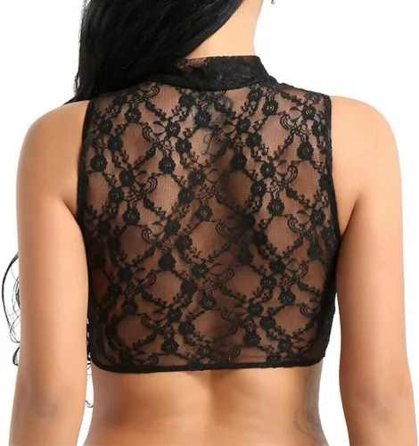 Vista 5 de Leyerer - Camiseta sin mangas para mujer con malla transparente