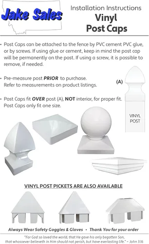 Vista 3 de Jake Sales Tapa de poste de valla de vinilo blanco estilo pirámide de 4 pulgadas - Se adapta a postes de PVC/vinilo de 4 x 4 pulgadas