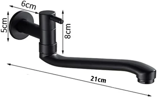 Vista 2 de Grifo de agua fría negro montado en la pared lavadora fregona piscina jardín grifos (8.3 in)