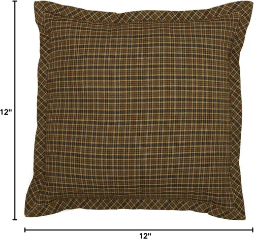 Vista 4 de Tea Cabin - Almohada rústica de 12 x 12 pulgadas, diseño de retazos de algodón cuadrado verde para decoración de dormitorio