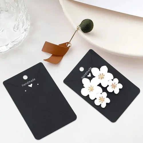 Vista 5 de joycraft 100 tarjetas negras para aretes, collares, tarjetas de exhibición de aretes de papel, tarjetas de joyería personalizadas para vender