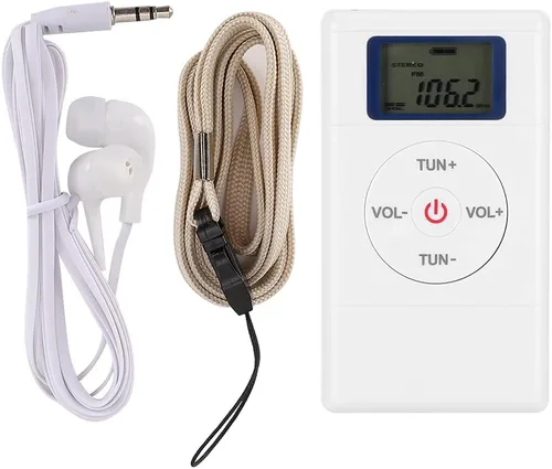 Vista 6 de Mini radio digital, sintonización portátil de radio FM, mini radio de sintonización digital con cordón y auriculares para interpretación