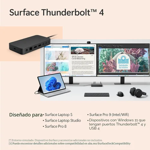 Vista 6 de Microsoft Estación de acoplamiento Surface Thunderbolt 4 - Negro (T8H-00001)