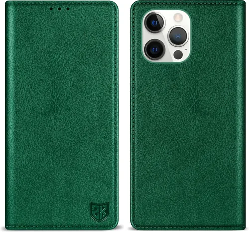 Vista 25 de ZZXX Funda tipo cartera para iPhone 13 con bloqueo RFID, soporte de ranura para tarjetas, funda protectora de cuero magnético fuerte plegable