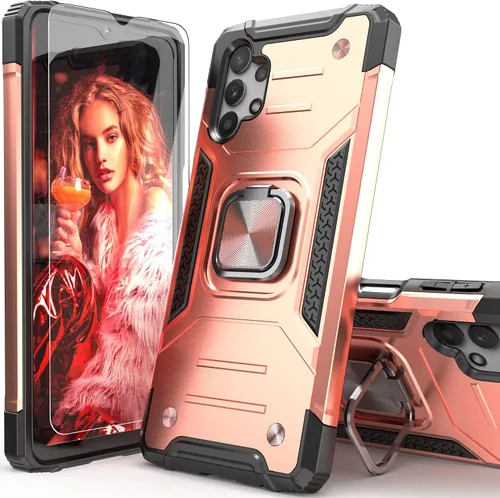 Vista 11 de Funda para Galaxy A32 5G con protector de pantalla, a prueba de caídas, ajuste delgado, con soporte para automóvil, funda protectora ligera