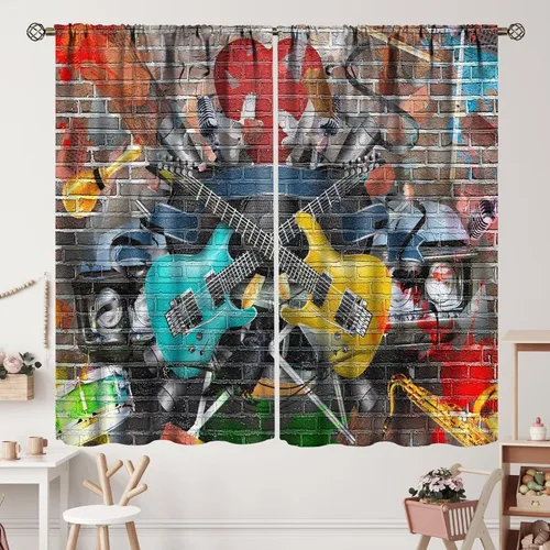 Vista 42 de Cortinas de jazz para mujer americana, estilo grunge, estilo grunge, con bolsillo para barra, para dormitorio, sala de estar, decoración