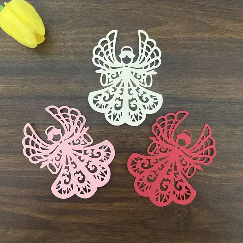 Vista 9 de Black kat Angel Girl - Plantilla de flores de amor para manualidades, álbum de recortes, tarjeta, grabado decorativo