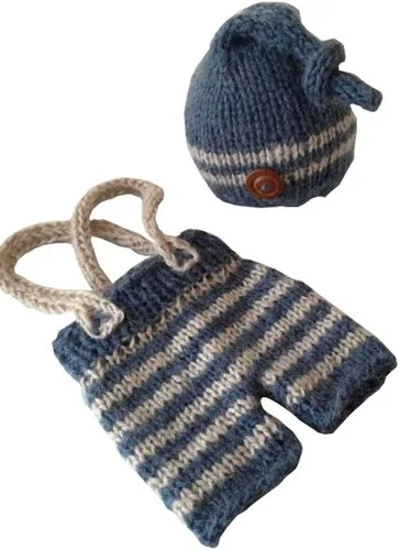 Vista 6 de Accesorios de fotografía para recién nacidos, trajes de punto para bebé, niño, niña, sombrero de ganchillo, pantalones, accesorios para sesión