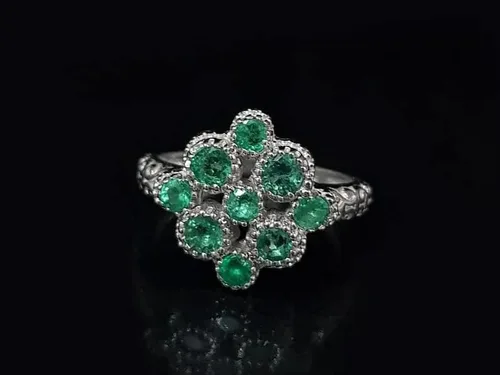 Vista 2 de RKGEMS - Anillo de esmeralda natural en plata de ley 925, piedra preciosa esmeralda auténtica, regalo para ella, anillos de joyería esmeralda