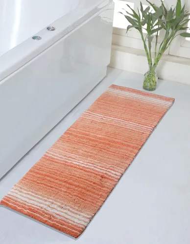 Vista 42 de Home Weavers Gradation Collection - Alfombra de baño 100% algodón, suave y absorbente, antideslizante, lavable a máquina, rectangular, 17 x 24 Beige