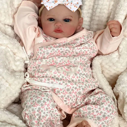 Vista 2 de RXDOLL Muñecas Reborn de silicona de vinilo de cuerpo completo para niña de 19 pulgadas, muñecas realistas de bebé recién nacido con ojos azules