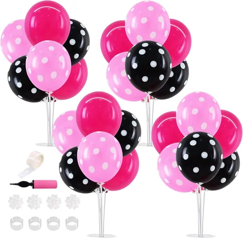Vista 32 de TONIFUL Juego de 4 centros de mesa de globos de color negro, azul y Negro Azul Plata