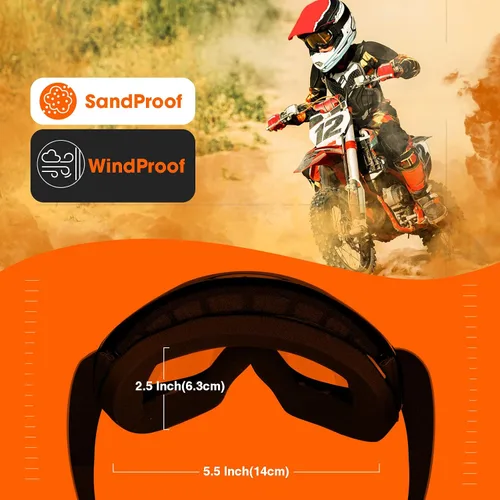 Vista 2 de MAMBAOUT Gafas de motocross para niños, gafas de carreras de motocicleta y todoterreno para niños y niñas