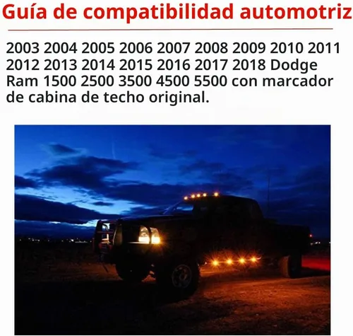Vista 5 de 5 luces marcadoras de cabina, compatibles con Dodge Ram 1500 2500 3500 4500 5500 2003-2018 con lente ahumada, carcasa LED ámbar, luces de techo
