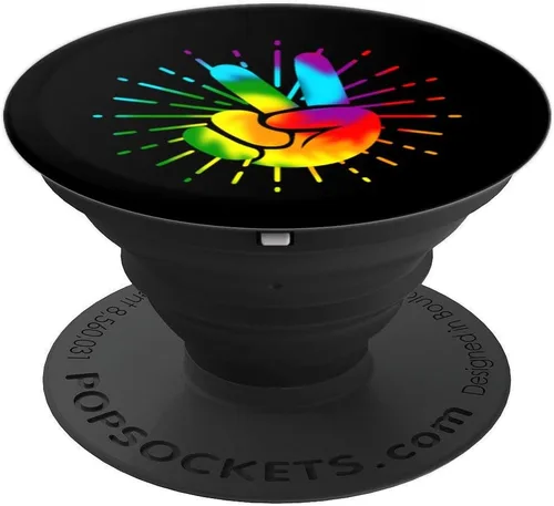 Vista 4 de Peace Sign Retro Hand Symbol Tie Dye 60s 70s Hippie Pattern PopSockets PopGrip: Swappable Grip for Phones & Tablets