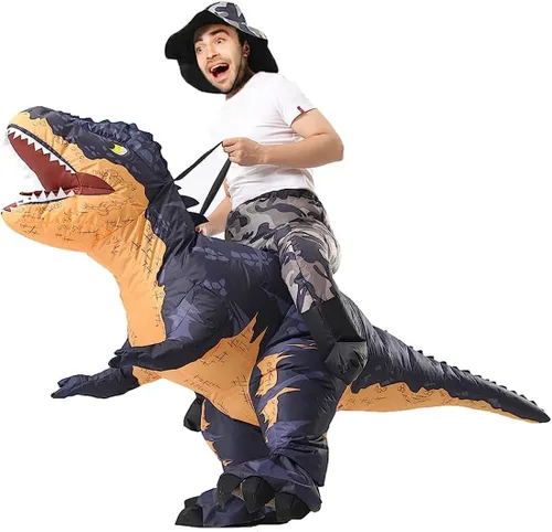 Vista 4 de wylksylk Disfraz inflable de dinosaurio T Rex para adulto