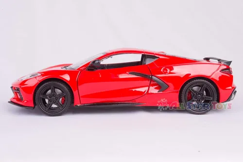 Vista 6 de Motormax 79360 Chevrolet Corvette C8 Stingray Red Timeless Legends 1/24 modelo de auto fundido a presión 2020