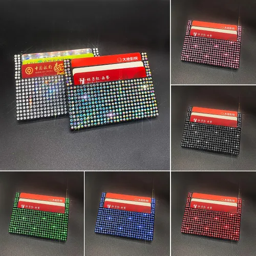 Vista 4 de Billeteras de cuero con diamantes de imitación para mujer con cristales brillantes, Multi, Casual