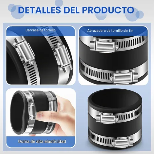 Vista 4 de Minatee 2 manguitos flexibles de control de polvo de 2-1/2 pulgadas con abrazaderas de manguera de acero inoxidable, acoplamiento flexible de PVC