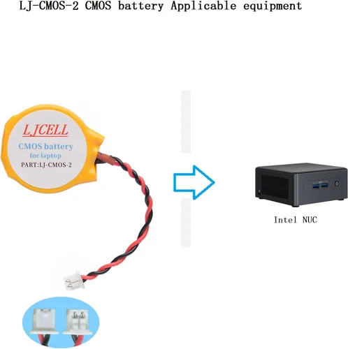 Vista 5 de Batería CMOS para Intel NUC Laptop Backup PS2 PS3 BIOS RTC CR2032 Batería con 2 cables y conector