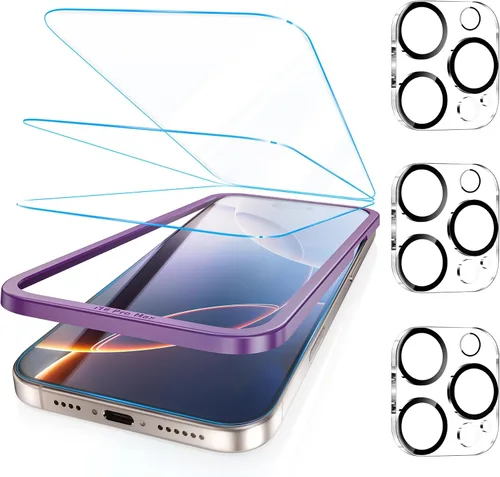 Vista 11 de Fotbor [Paquete de 3 + 3 protectores de pantalla para iPhone Air, antiluz azul, [protección ocular] 9H+ vidrio templado con protector de lente