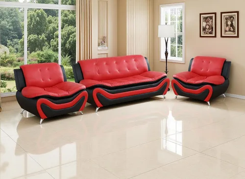 Vista 30 de Sofás de cuero, juego de sofás de sala, sofá para dormitorio, apartamento, juegos de muebles de sala de estar de cuero