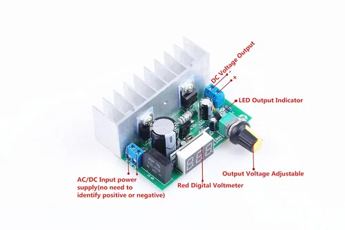 Vista 3 de LM317 Convertidor de voltaje Buck Módulo de fuente de alimentación regulado DC 24V a DC 12V Pantalla LED Voltímetro Regulador de voltios DC 0-35V AC
