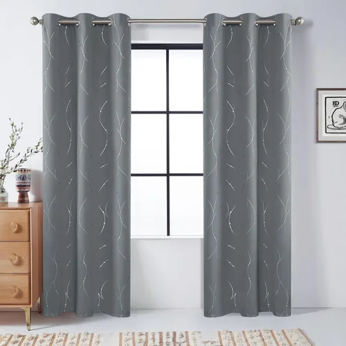 Vista 49 de BUHUA - Paneles de cortinas opacas para sala de estar, cortinas grises con aislamiento térmico, cortinas de ventana para dormitorio - 72 pulgadas