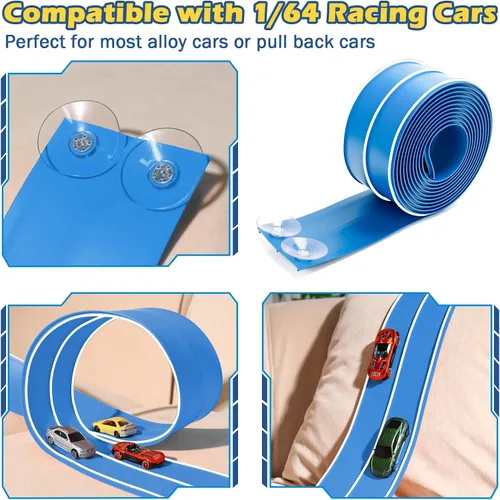 Vista 3 de Pista de carreras flexible compatible con Hot Wheels y coches fundidos a