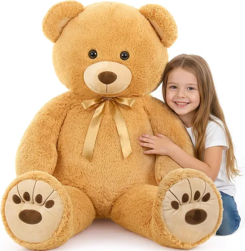 Vista 10 de MorisMos Oso de Peluche Azul Gigante, Peluche Grande de 36 pulgadas para Baby Shower, Oso de Tamaño Real para Niños, Niñas, Novia en Cumpleaños, San