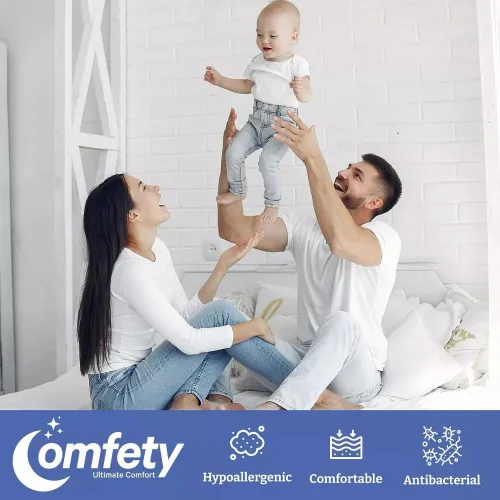 Vista 4 de Protector de colchón orgánico, 100% impermeable e hipoalergénico, funda de algodón transpirable y funda de colchón ultrasuave