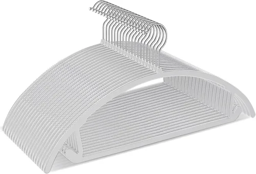 Vista 8 de Paquete de 50 perchas ergonómicas de plástico curvas, diseño sin golpes, agarre antideslizante para telas delicadas, perchas de ropa resistentes