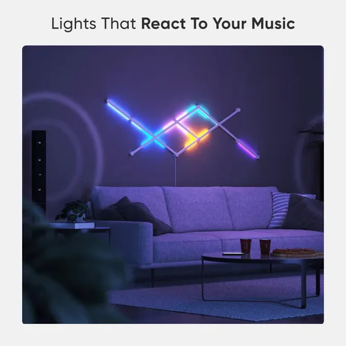 Vista 4 de Kit más inteligente de luces de pared LED Nanoleaf Lines WiFi RGBW de 16M, luces de color atenuables para juegos y decoración del hogar