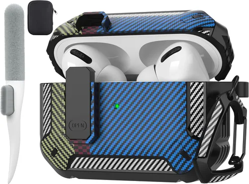 Vista 68 de Maxjoy Funda para AirPods Pro 3 2025, MagSafe compatible con bloqueo automático, funda protectora a prueba de golpes con soporte para teléfono
